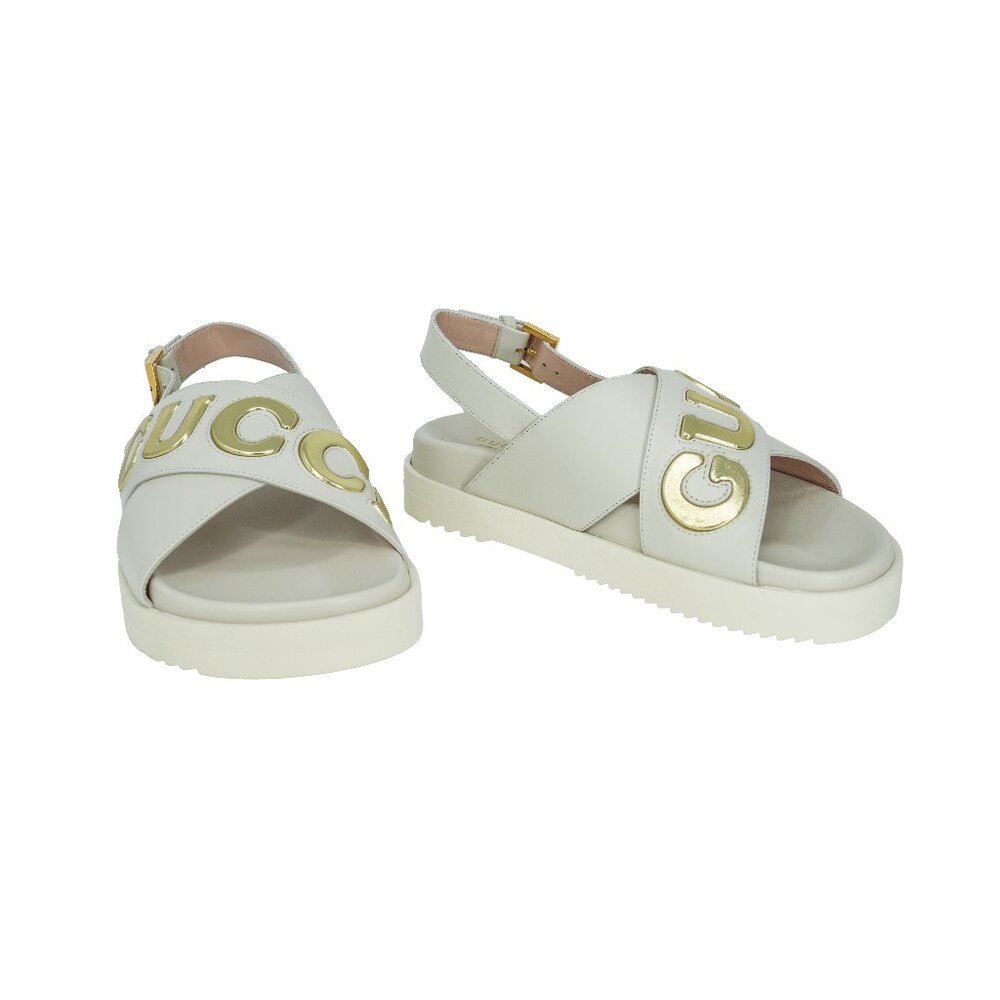 Gucci Logo-embossed Crossover Strap Leather Sandals